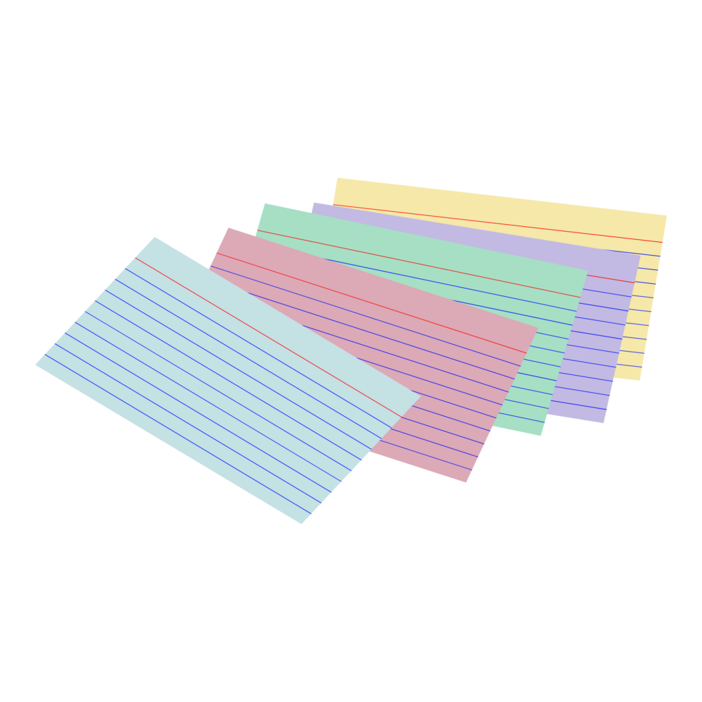 A pile of flash cards