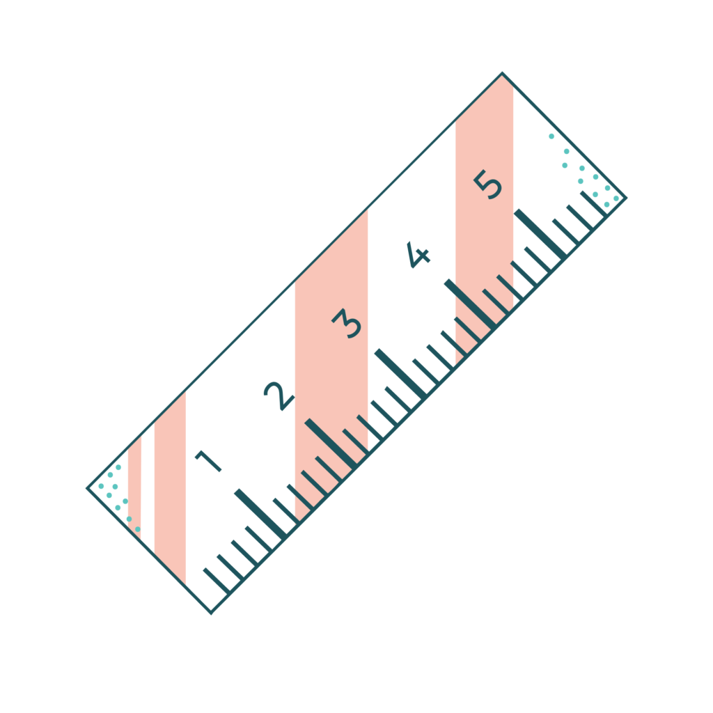 A pink and white striped ruler